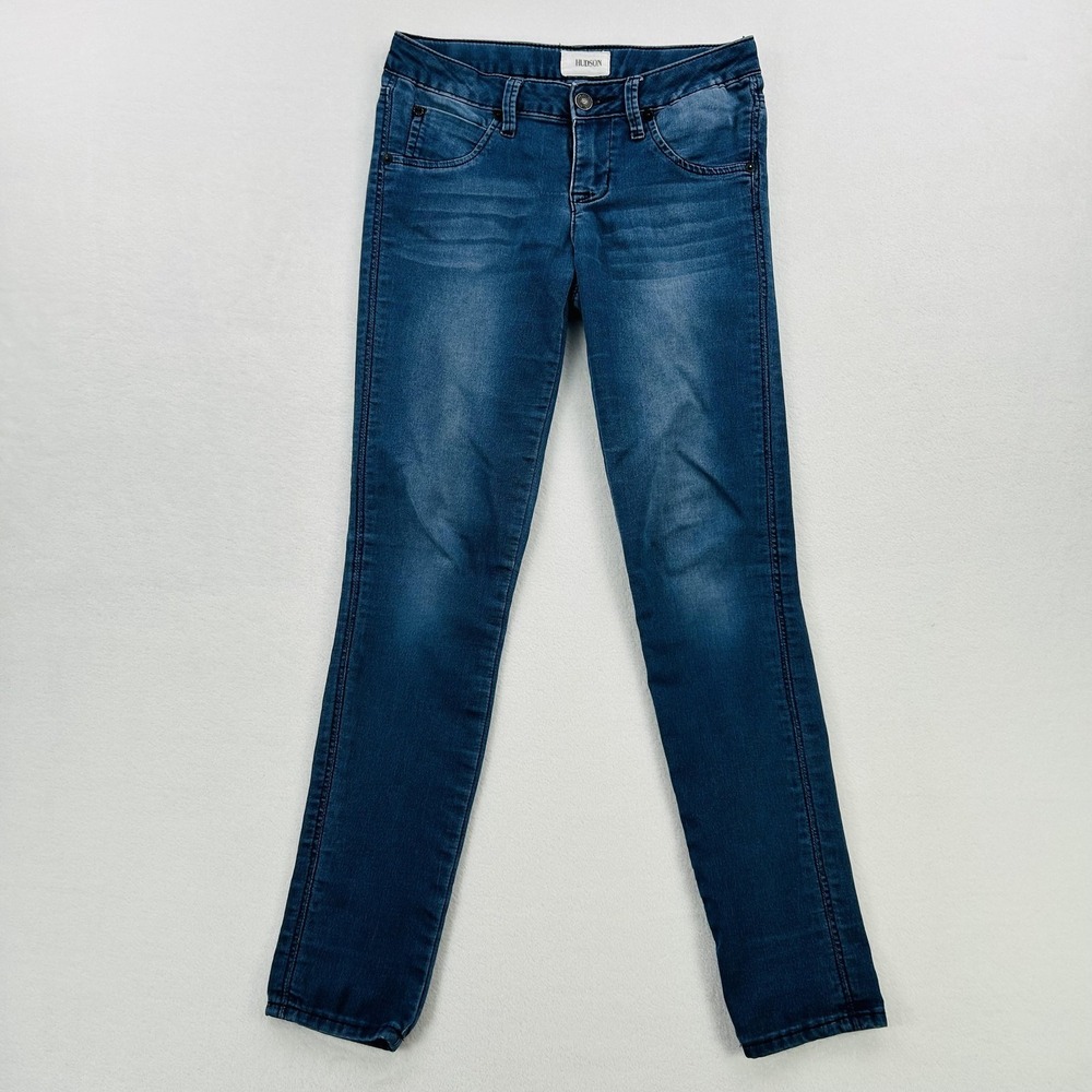 Hudson Jeans Skinny Women 12 Blue Excellent Mid Rise Stretch Flap Pocket HUL12N